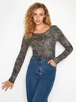 Image of Long Tall Sally Leopard Print Bodysuit, Black, Size 22-24, Women