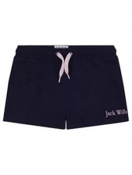 Image of Jack Wills Girls Script Jersey Short - Navy, Size Age: 9-10 Years, Women