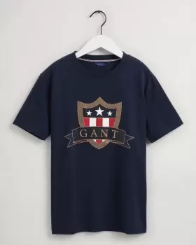 Image of GANT Teens Teens Banner Shield T-Shirt (176) Blue