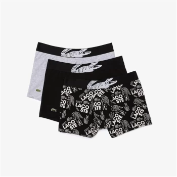 Image of Lacoste 3 Pack All Over Print Trunks - Black