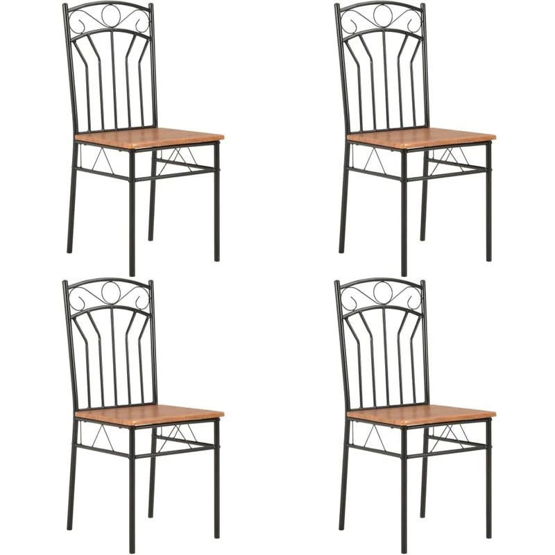 Image of vidaXL 4x Dining Chairs Brown MDF Side End Kitchen Furniture Dining Room Chair