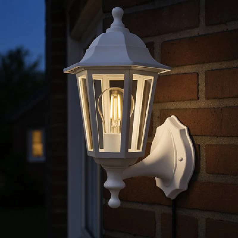 Image of Eglo Olgiata-E Plastic Classic Outdoor Wall Light, White
