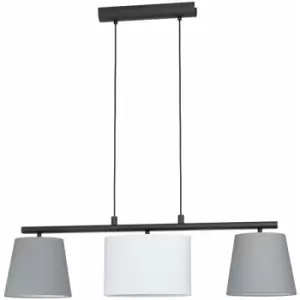 Image of Pendant Ceiling Light Colour Black Shade Grey White Fabric Bulb E14 3x25W