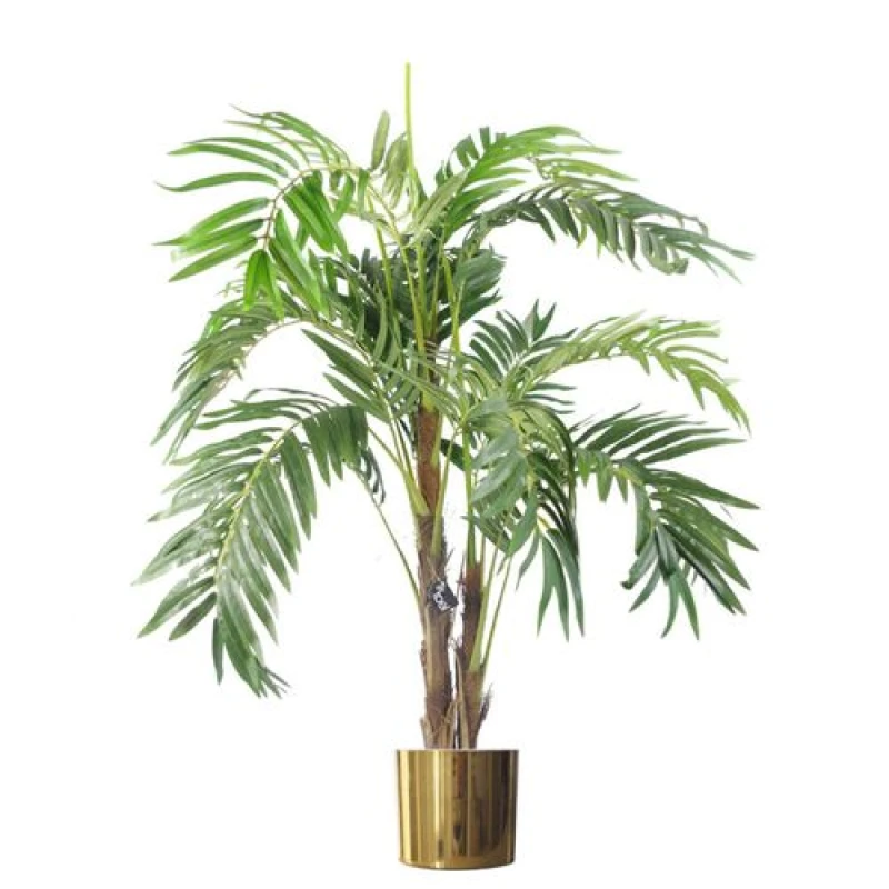 Image of N/A 120cm Realistic Artificial palm tree with pot with Gold Metal Planter