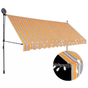 image of Vidaxl Manual Retractable Awning With LED 400cm Yellow And Blue