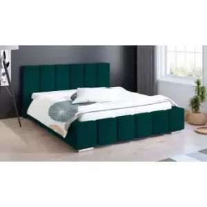 Image of Lemela Upholstered Beds - Plush Velvet, Small Double Size Frame, Green - Green