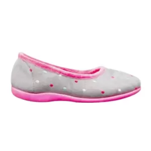 image of Sleepers Womens/Ladies Isla Dotted Ballerina Memory Foam Slippers (6 UK) (Grey/Fuchsia)