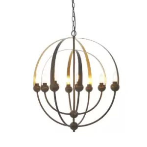 image of Brixen 8 Light Ceiling Pendant Antique Bronze & Matt Gold Paint