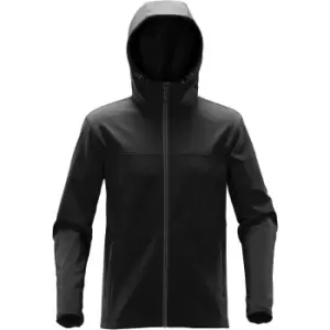 image of Stormtech Mens Orbiter Softshell Hoodie (4XL) (Black/Dolphin)