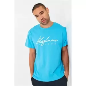 Image of I Saw It First Blue Alinas Crew Neck Taped T-Shirt - Blue