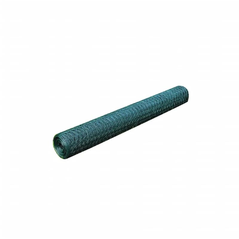 Image of vidaXL Chicken Wire Fence Galvanised With PVC Coating 25x0.5 M Green 140404
