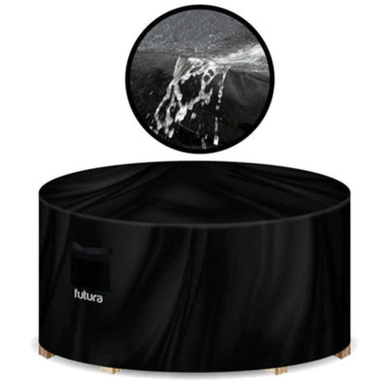 Image of Futura 600D Patio Cover Round 128x71cm Weatherproof Outdoor Garden Furniture Cover Black