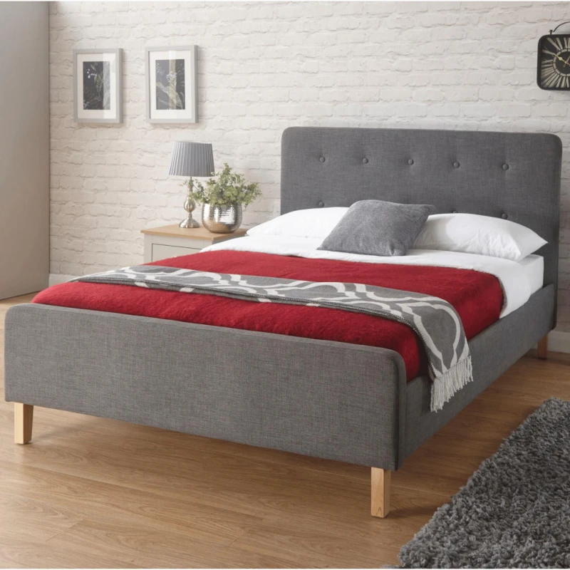 Image of Home Source Ashbourne 4ft Double Bed Grey