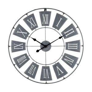 Premier Housewares Small Metal Wall Clock - Grey