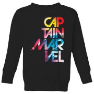 Image of Captain Marvel Galactic Text Kids Sweatshirt - Black - 11-12 Years