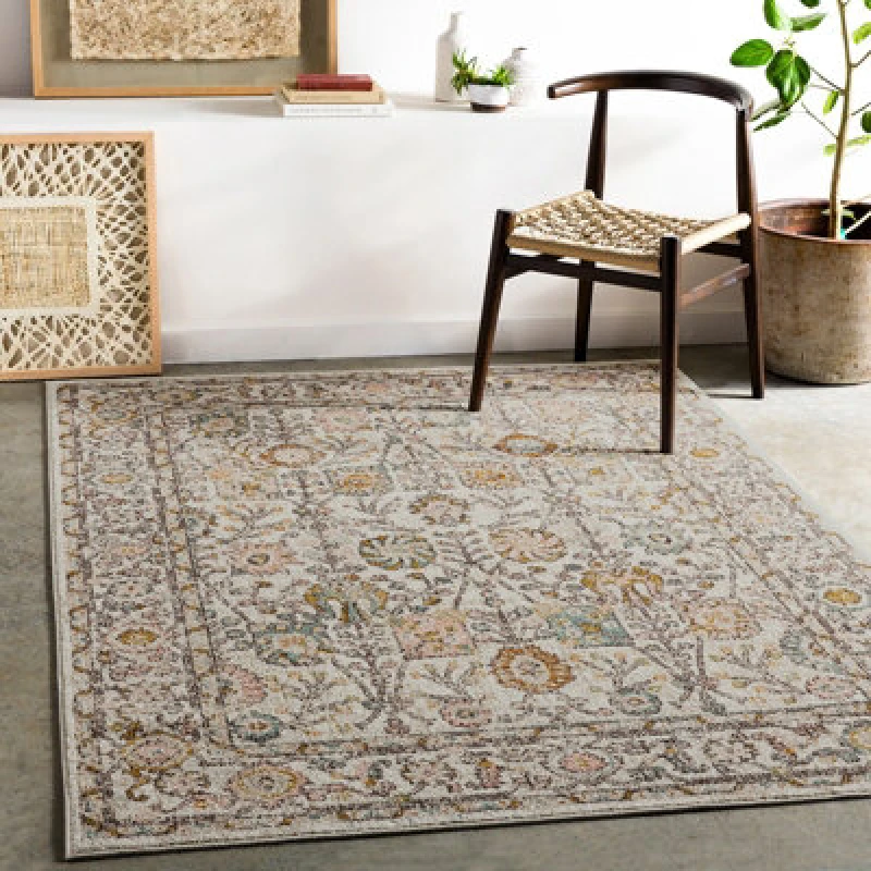 Image of Livabliss Vintage Oriental Boho Burnt Orange Amira Area Rug 160 X 213cm - Easy Care, Non Shedding, Ideal For Living Room & Bedroom