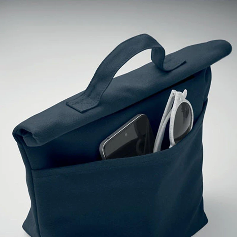 Image of Treat Republic Navy Cotton Rolltop Cooler Bag Navy Blue unisex Standard