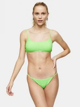 Image of Topshop Crinkle Bikini Briefs - Lime Green