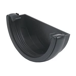 image of FloPlast RE1CI Cast Iron Style Half Round Gutter External Stop End - Black