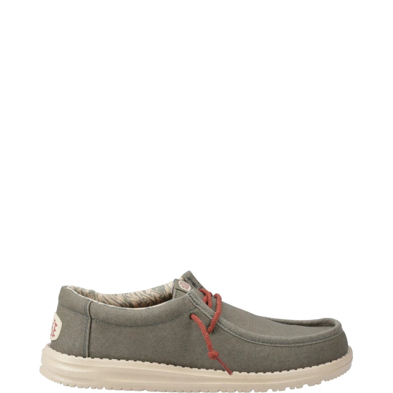 Image of HEYDUDE HEYDUDE Wally Waxed Canvas Shoes - Green 11 Male