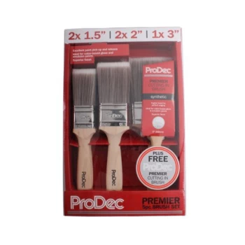 image of 6 Piece Premier Synthetic Brush Set Including Free Woodwork Brush - Prodec