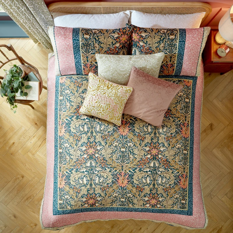 Image of William Morris At Home Kelmscott Duvet Cover Bedding Set Navy Rose