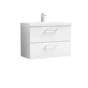 Image of Nuie Arno 800mm Wall Hung 2 Drawer Vanity & Basin 3 Gloss White