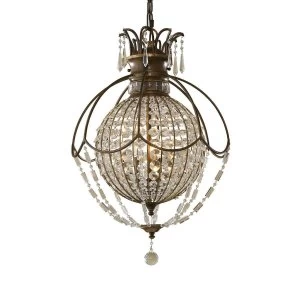 Image of 3 Light Ceiling Chandelier Pendant Light British Bronze, Oxidized Bronze, E14
