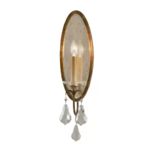 Image of Wall Light White Clear Polished Glass Crystals Oxidized Bronze LED E14 60W