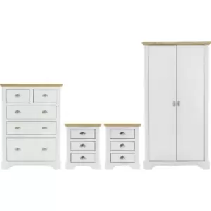 image of Seconique - Toledo 2 Door Wardrobe Bedroom Set in White and Oak 2 Man Delivery