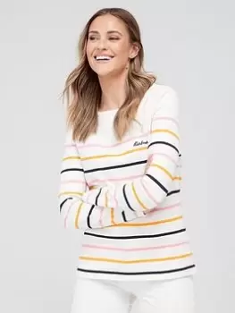 Image of Barbour Hawkins Pure Cotton Stripe Jersey Top - Multi, White, Size 16, Women