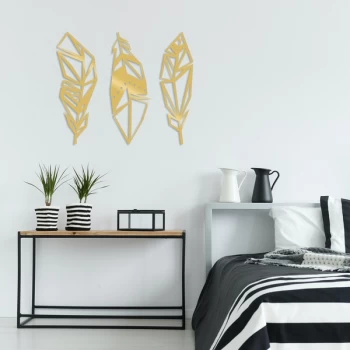 Image of Feather - Gold Gold Decorative Metal Wall Accessory