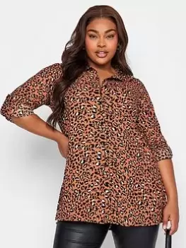 Image of Yours Sb Boyfriend Shirt Rust Animal, Orange, Size 20, Women