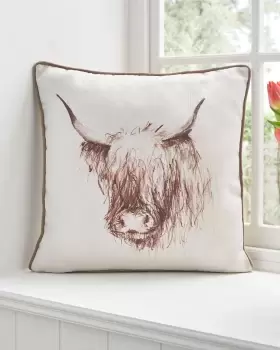 Image of Cotton Traders Highland Cow Cushion in Multi
