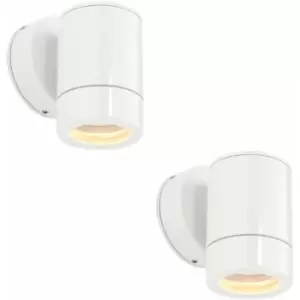 Image of Loops - 2 pack Outdoor IP65 Wall Downlight - Dimmable 7W LED GU10 - Gloss White