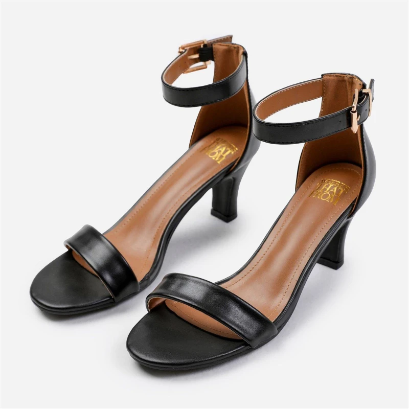 Image of Where's That From 'Madrid' Mid Block Heel With Ankle Strap Black