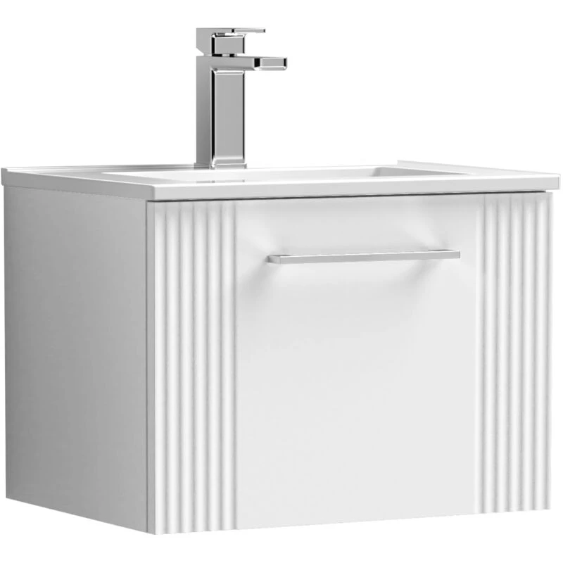 Image of Balterley 1 Drawer Wall Hung Vanity Unit Minimalist Basin White 500mm White