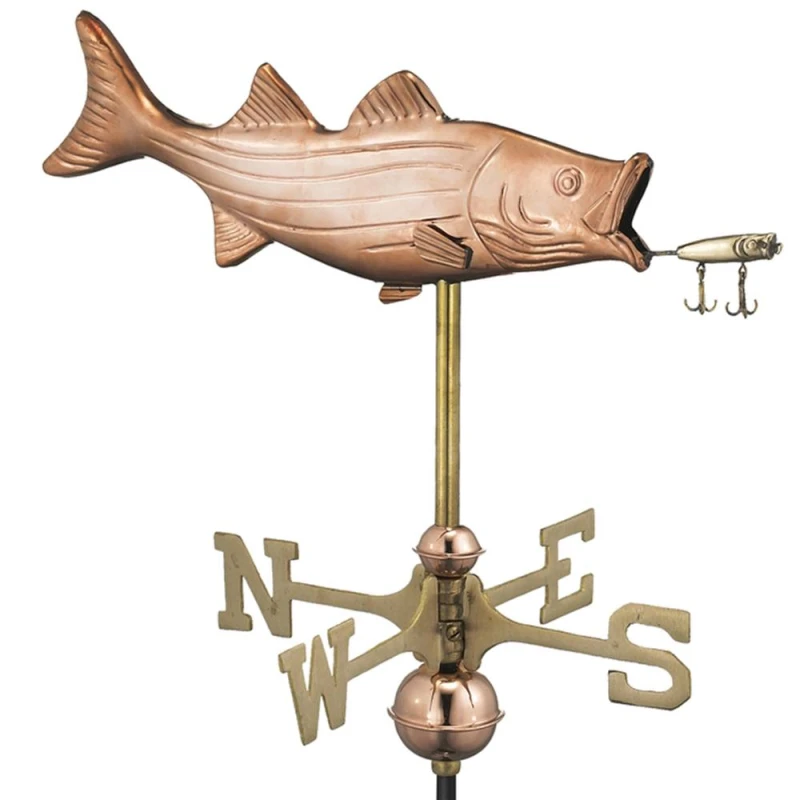 Image of Good Directions Cottage Bass with Lure Copper Weathervane - H48 x W45 x L28cm Copper Unisex
