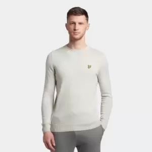 Image of Mens Cotton Merino Crew Neck Jumper - Light Grey Marl - L