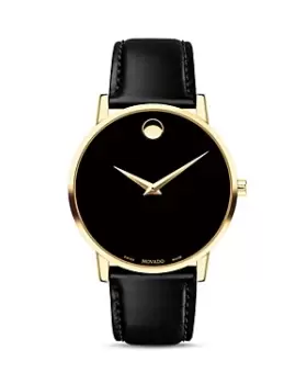 image of Movado Museum Classic Yellow Gold-Tone Case Watch, 40mm