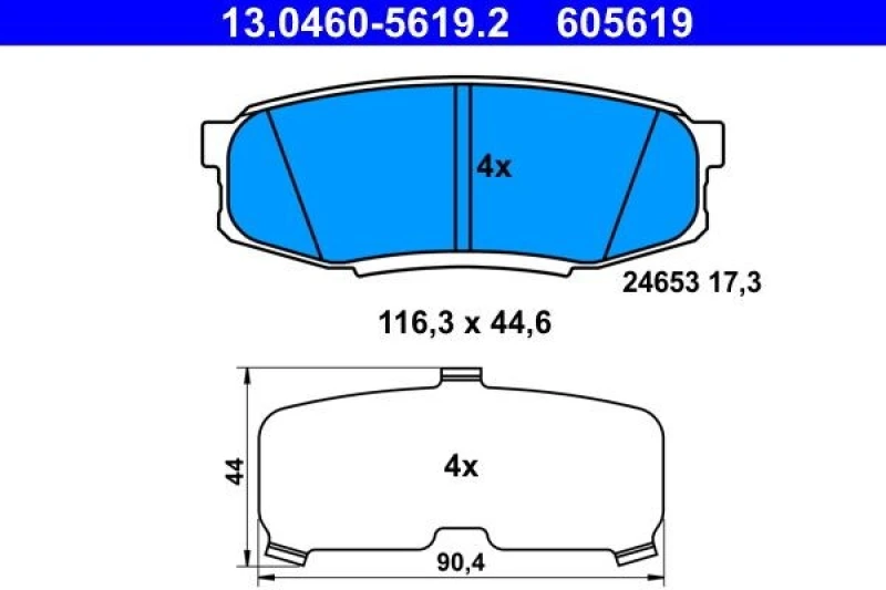 Image of ATE 13.0460-5619.2 Brake pad set excl. wear warning contact, with anti-squeak plate Brake Pad Set,disc brake (402)