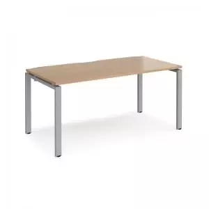 image of Adapt single desk 1600mm x 800mm - silver frame and beech top