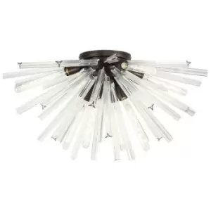 Image of Luminosa 8 Light E27, Semi Flush Brown Oxide , Clear Glass