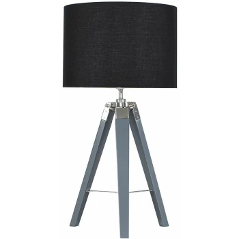 Image of Grey Tripod Table Lamp - Black Velvet