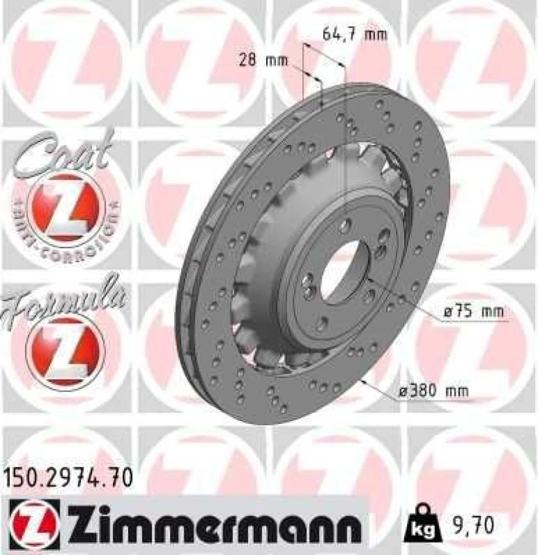 Image of ZIMMERMANN Brake disc ZIMMERMANN 150.2974.70