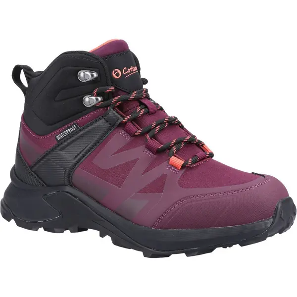 image of Cotswold Womens Horton Lightweight Waterproof Walking Boots UK Size 4 (EU 37) Burgundy COT799-BURGUN-4