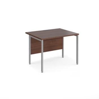 image of Office Desk 1000mm Rectangular Desk With H-Frame Leg Walnut Tops With Silver Frames 800mm Depth Maestro 25