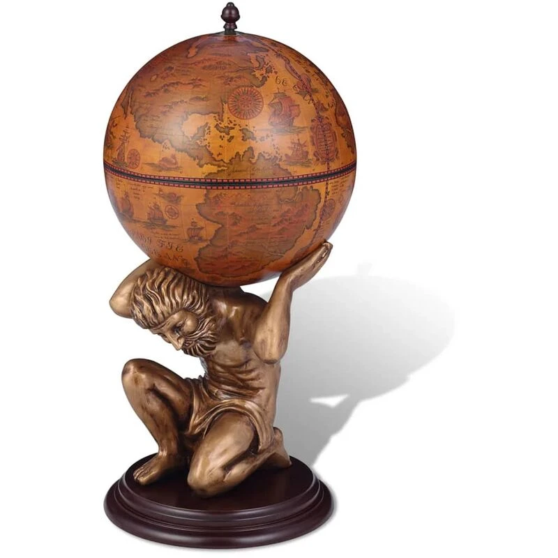 Image of VIDAXL Globe Bar Wine Stand Atlas Design 42x42x85cm Vidaxl 8718475938675