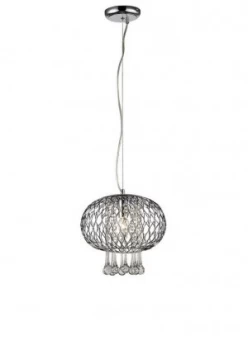 Image of Medium Ceiling Pendant 1 Light Polished Chrome, Clear Glass