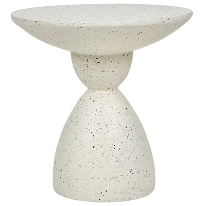 Image of Beliani Side Table Caffi 50 Cm 50 Cm Terrazzo Effect White Terrazzo